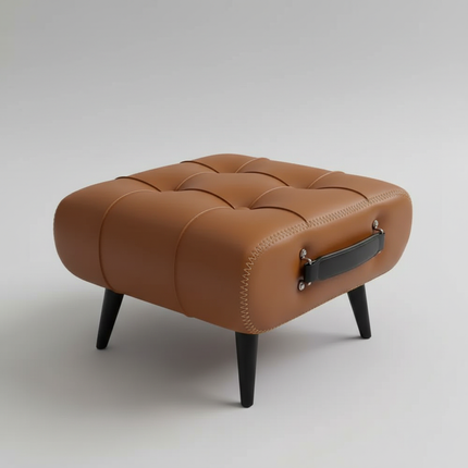 Small Foot Stool Ottoman PU Leather Rectangle Ottoman Footrest Bedside Step Stool with Wood Legs for Desk Living Room Bedroom