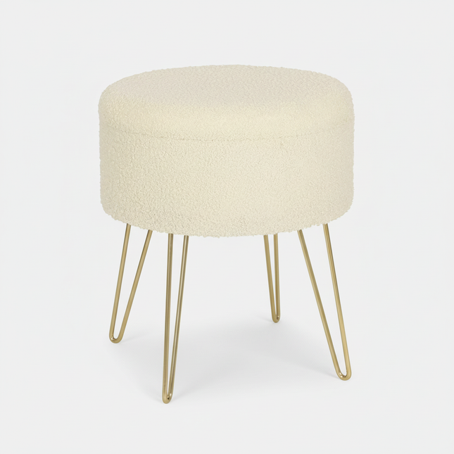 Ottoman Round Footstool Nordic Stool with Storage Space Dressing Table Home Sofa Seat Bench for Living Room Bedroom