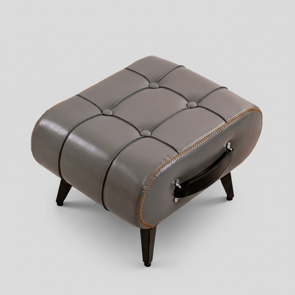 A high-quality oil-and-wax leather low stool, footstool, leather footrest stool, stylish multifunctional sofa side piece