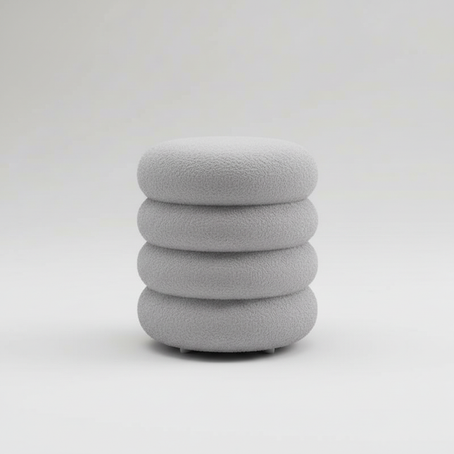 Creamy Household Stool Girls' Makeup Seat Bedroom Vanity Chair Soft Lamb Wool Pouf Minimalist Manicure Round Ottoman