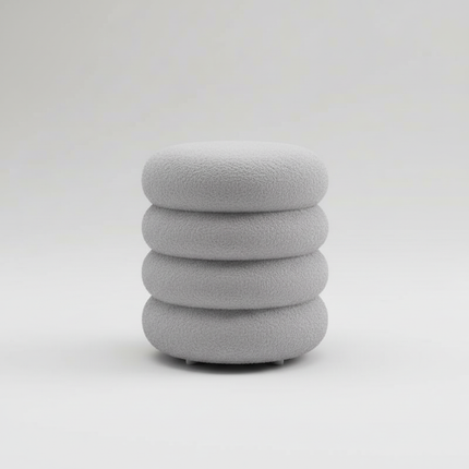 Creamy Household Stool Girls' Makeup Seat Bedroom Vanity Chair Soft Lamb Wool Pouf Minimalist Manicure Round Ottoman