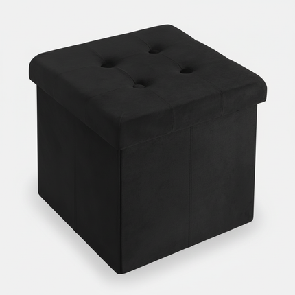 1PC Foldable Dressing Table Stool Pouf Storage Ottoman Chair Stool Upholstered Footstool Linen Couch Stool Removable Cover