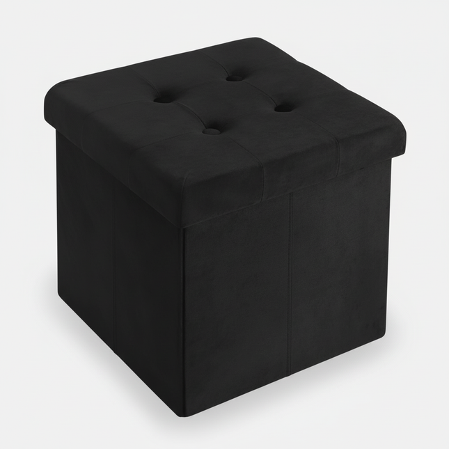 1PC Foldable Dressing Table Stool Pouf Storage Ottoman Chair Stool Upholstered Footstool Linen Couch Stool Removable Cover