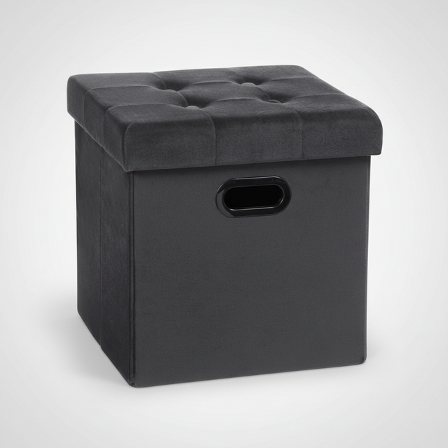 1PC Faux Leather White/Black Footstool Cube Chest Ottoman Pouf Footrest with Storage Foldable Stool Storage Box Home Seat Bench