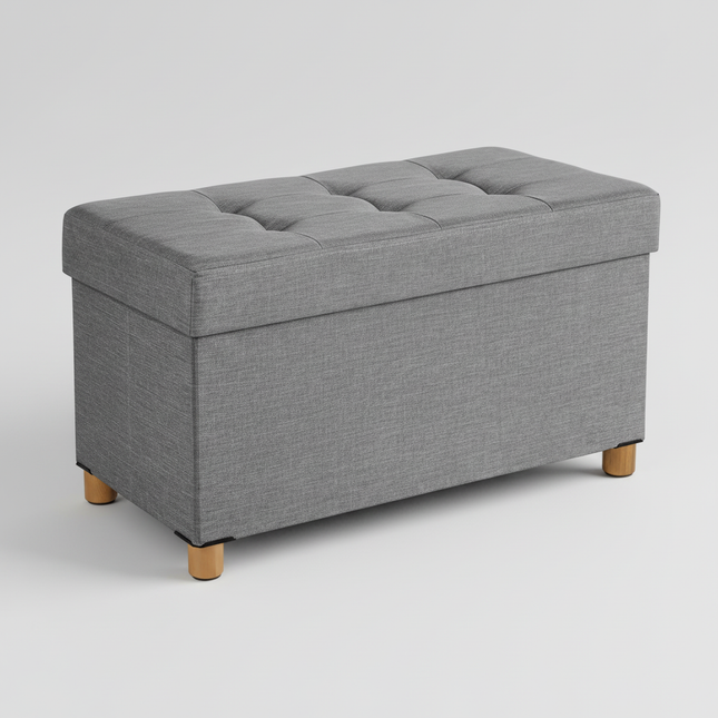 SONGMICS Storage Stool, Small Foldable Ottoman, 38 x 38 x 40 cm, Cube Footrest with Storage, Load up to 300 kg, for Living Room