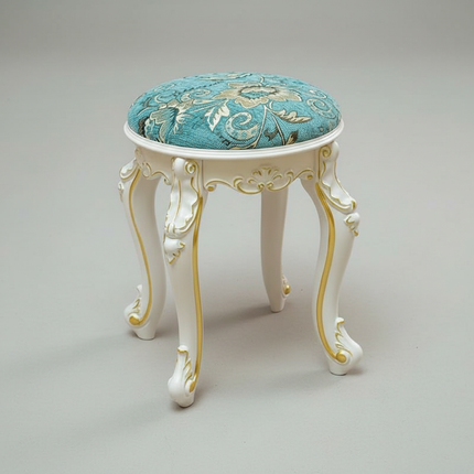 Retro Fabric Dressing Chair, Child Round Stool, Dressing Seat, Home Furniture, Living Room Dinning Chair, ABS Leg, Round Ottoman