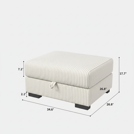 Anajqaqia Sofa Foot stool with Storage Room Ottoman Storage stool with Lid Cord Fabric