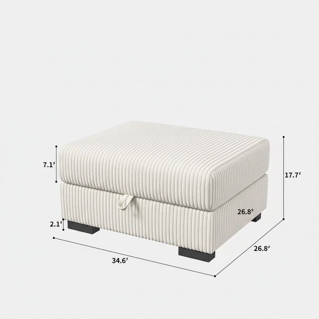 Anajqaqia Sofa Foot stool with Storage Room Ottoman Storage stool with Lid Cord Fabric