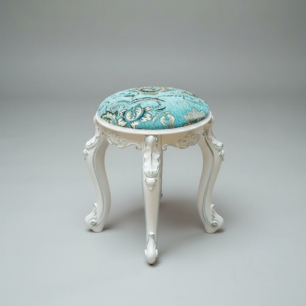 Retro Fabric Dressing Chair, Child Round Stool, Dressing Seat, Home Furniture, Living Room Dinning Chair, ABS Leg, Round Ottoman