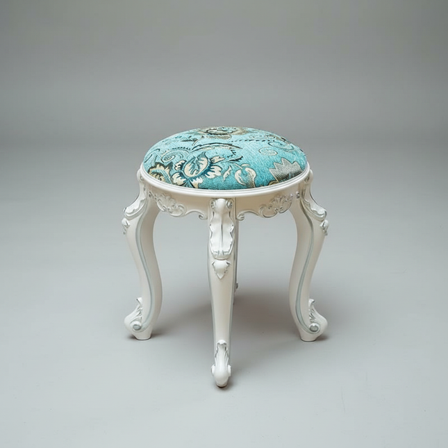 Retro Fabric Dressing Chair, Child Round Stool, Dressing Seat, Home Furniture, Living Room Dinning Chair, ABS Leg, Round Ottoman