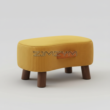 Small Rectangle Foot Stool, Velvet Fabric Footrest Ottoman Stool with Non-Skid Wood Legs, Modern Footstools Step for Couch
