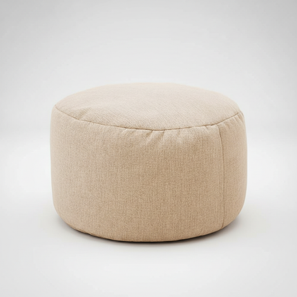 OTAUTAU Round Stool D30cm*H20cm Linen Bean Bag Ottoman with Filling Beanbag Pouf Footstool Tatami Futon Puff JD001