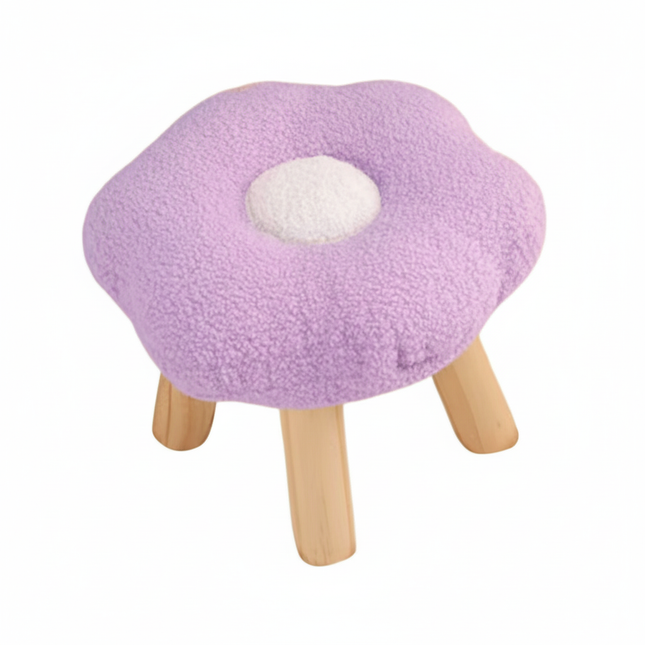 Wooden Small Foot Stool Non Slip Foot Rest Under Desk Footrest Ottoman Soft Stool for Playroom Apartment Porch Bedroom