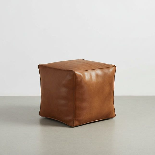 Foot Rest Non-Slip Storage Stool Large Capacity Waterproof Unstuffed Cushion Cover Stackable Thicken Leather Pouf Shoe-changing