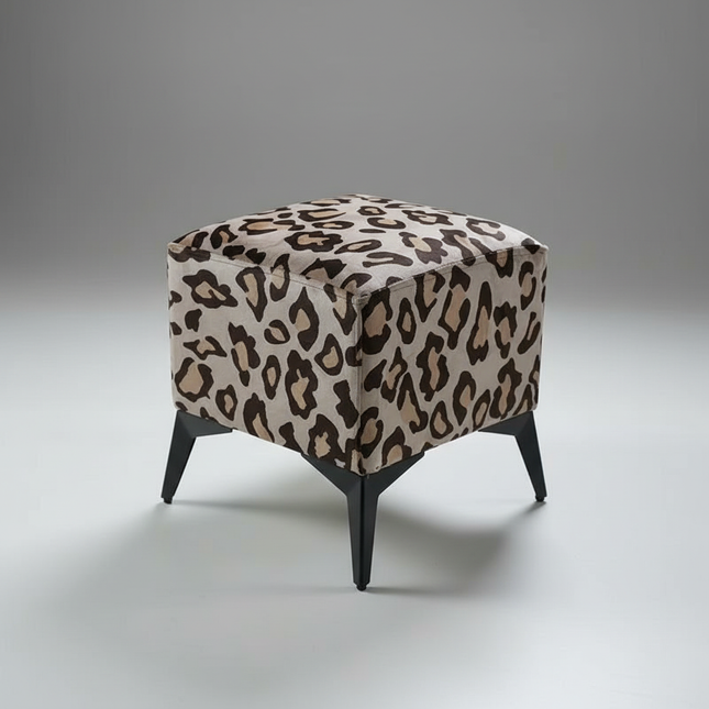 ‌Faux Leather Ottoman, Plush Entryway Bench, Velvet Square Stool, Minimalist Footrest for Bedroom/Balcony with Non-Skid Base