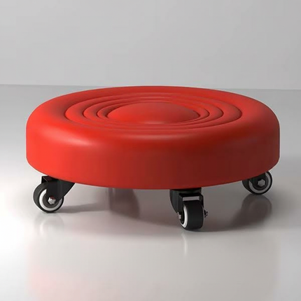 Leather Pulley Stool, Stable and Drop-Proof Low Height Rolling Stools with Universal Wheels for Home Office Fitness Garage Work
