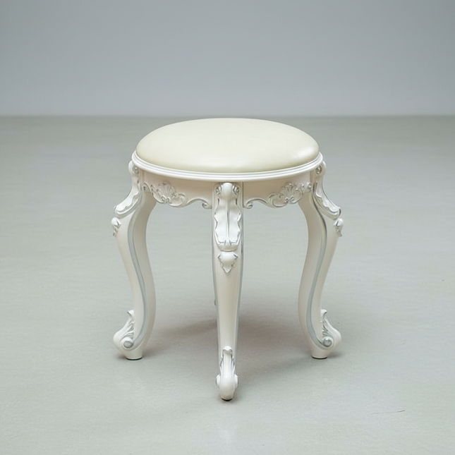 Retro Fabric Dressing Chair, Child Round Stool, Dressing Seat, Home Furniture, Living Room Dinning Chair, ABS Leg, Round Ottoman