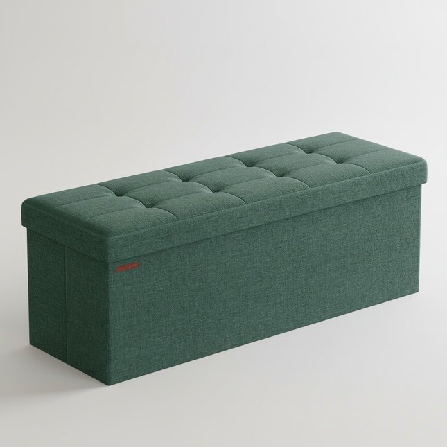 SONGMICS Storage Bench, Foldable Pouffe, 38 x 110 x 38 cm, End of Bed, Footrest, Storage Box, Load up to 300 kg, for Living Room