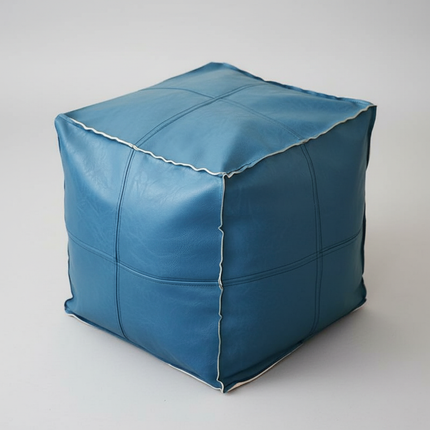 45cm Moroccan Artificial PU Leather Pouf Cover Craft Simple Sofa Ottoman Footstool Unstuffed Living Room Bedroom Cushion Covers