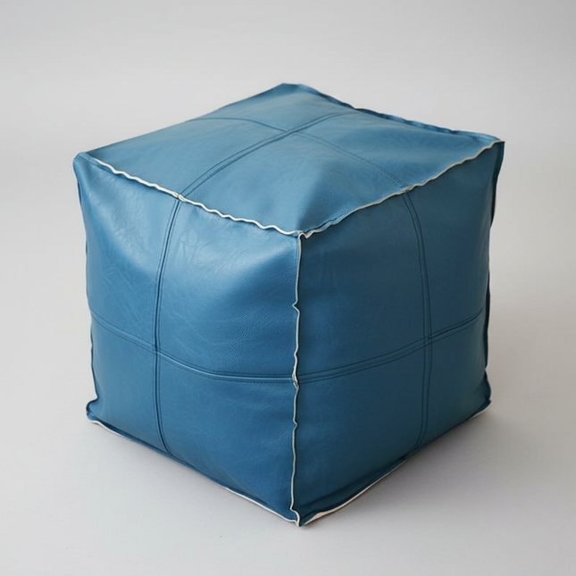 45cm Moroccan Artificial PU Leather Pouf Cover Craft Simple Sofa Ottoman Footstool Unstuffed Living Room Bedroom Cushion Covers