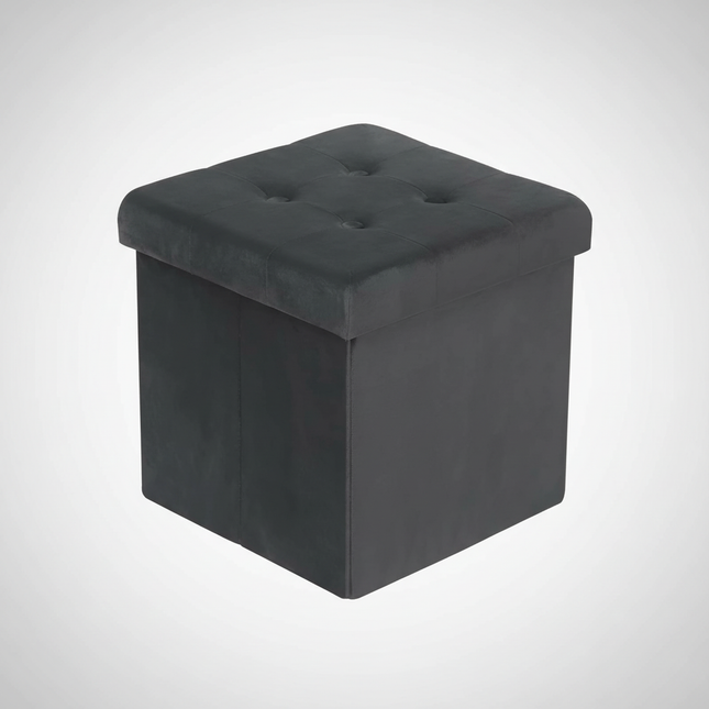 1PC Foldable Dressing Table Stool Pouf Storage Ottoman Chair Stool Upholstered Footstool Linen Couch Stool Removable Cover