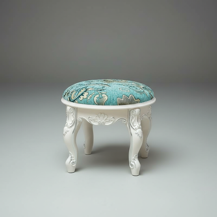 Retro Fabric Dressing Chair, Child Round Stool, Dressing Seat, Home Furniture, Living Room Dinning Chair, ABS Leg, Round Ottoman