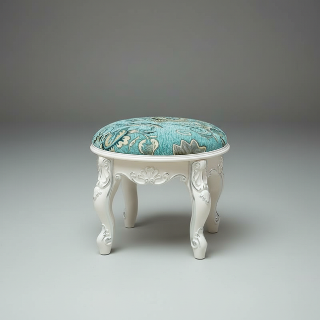 Retro Fabric Dressing Chair, Child Round Stool, Dressing Seat, Home Furniture, Living Room Dinning Chair, ABS Leg, Round Ottoman