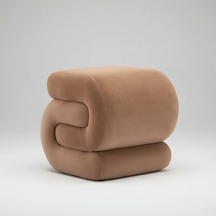 Modern Foot Stool Ottoman, S-Shaped Velvet Vanity Stool, Upholstered Sofa Footrest Extra Seating Pouf for Bedroom