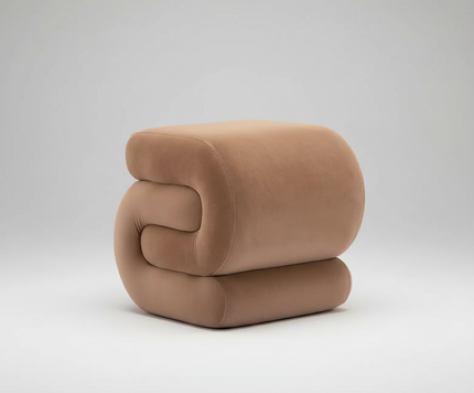 Modern Foot Stool Ottoman, S-Shaped Velvet Vanity Stool, Upholstered Sofa Footrest Extra Seating Pouf for Bedroom