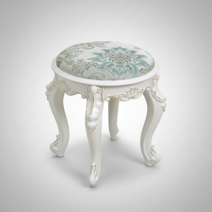 Retro Fabric Dressing Chair, Child Round Stool, Dressing Seat, Home Furniture, Living Room Dinning Chair, ABS Leg, Round Ottoman