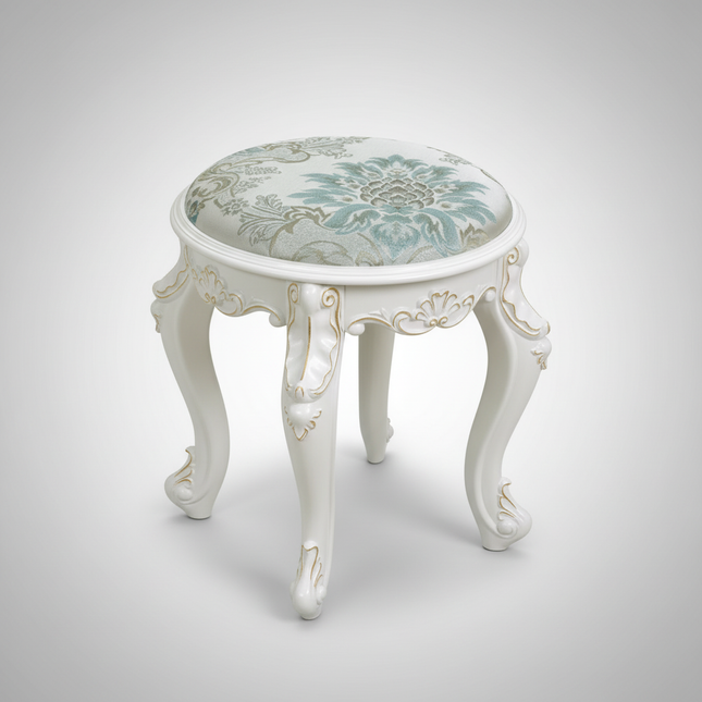 Retro Fabric Dressing Chair, Child Round Stool, Dressing Seat, Home Furniture, Living Room Dinning Chair, ABS Leg, Round Ottoman