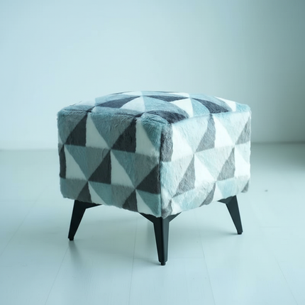 ‌Faux Leather Ottoman, Plush Entryway Bench, Velvet Square Stool, Minimalist Footrest for Bedroom/Balcony with Non-Skid Base