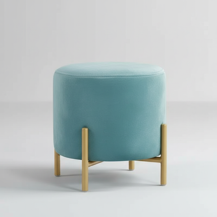 Customized Velvet Dressing Stool Golden Leg Tassel Makeup Bench Openable Ottoman Pouf for Home Fashionable Furniture