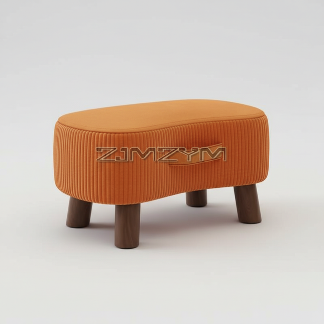 Small Rectangle Foot Stool, Velvet Fabric Footrest Ottoman Stool with Non-Skid Wood Legs, Modern Footstools Step for Couch