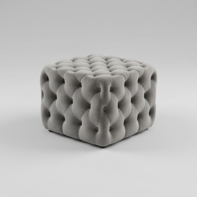 Nordic Living Room Ottoman Round Button Velvet Shoe Changing Stool Apartment Living Room Light Luxury Home Small Makeup Stool