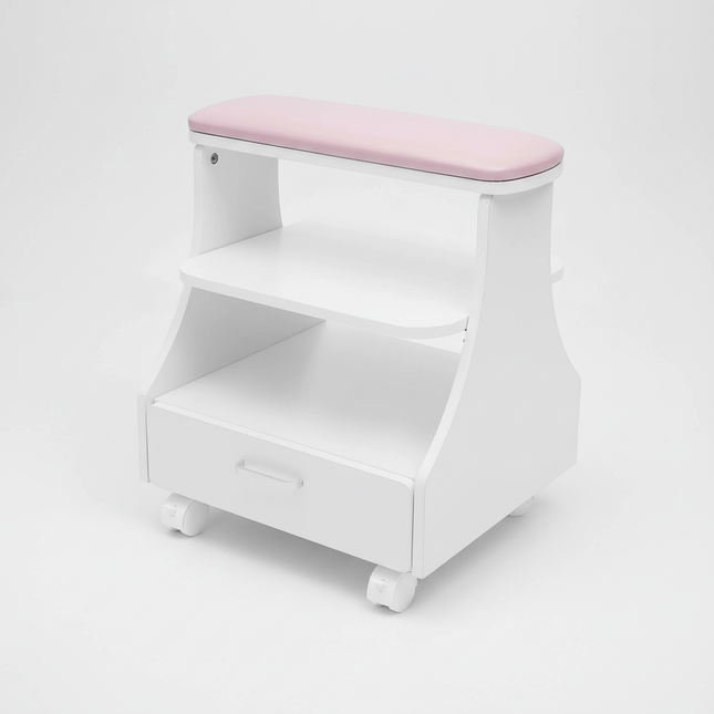 3-tier Foot Rest Manicure Stool Pedicure Cart Footbath Trolley with 4 Casters for Beauty Salon Stores 50kg White/Black/Pink