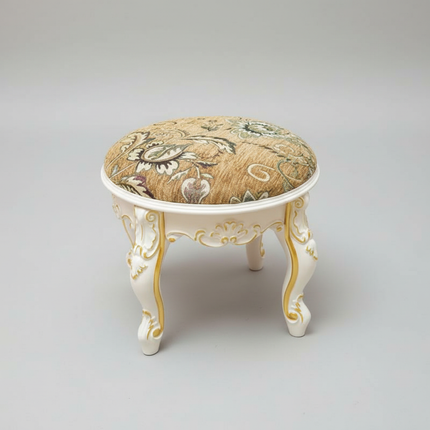 Retro Fabric Dressing Chair, Child Round Stool, Dressing Seat, Home Furniture, Living Room Dinning Chair, ABS Leg, Round Ottoman