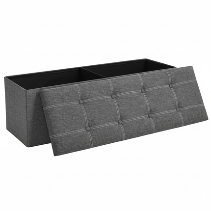 SONGMICS Storage Bench, Foldable Pouffe, 38 x 110 x 38 cm, End of Bed, Footrest, Storage Box, Load up to 300 kg, for Living Room