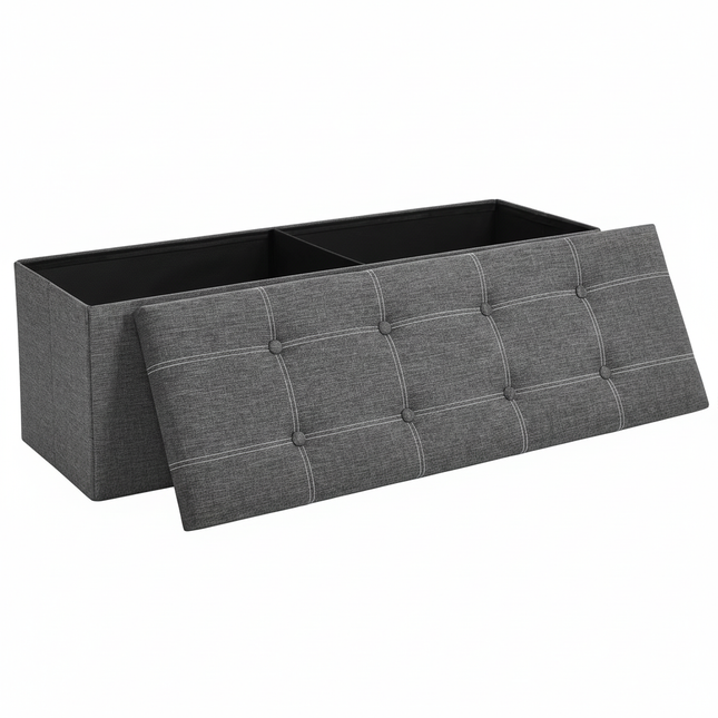 SONGMICS Storage Bench, Foldable Pouffe, 38 x 110 x 38 cm, End of Bed, Footrest, Storage Box, Load up to 300 kg, for Living Room