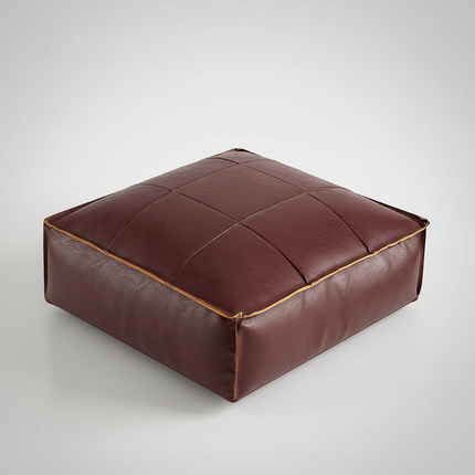Soft Moroccan Ottoman Footstool Handmade Square Floor Cushion PU Leather Moroccan Pouf for Home Wedding Bedroom Living Room Kids