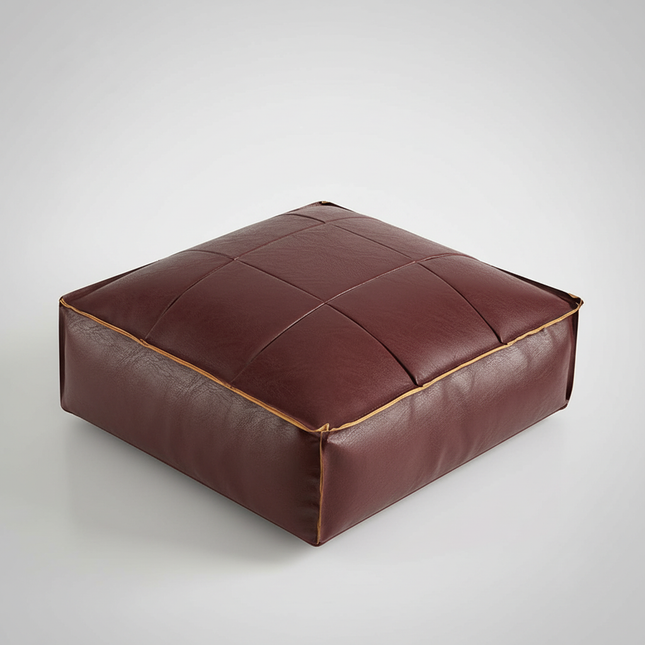 Soft Moroccan Ottoman Footstool Handmade Square Floor Cushion PU Leather Moroccan Pouf for Home Wedding Bedroom Living Room Kids