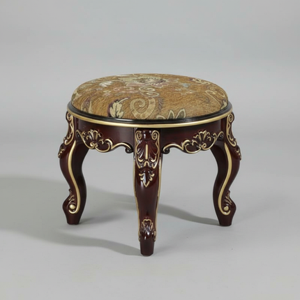 Retro Fabric Dressing Chair, Child Round Stool, Dressing Seat, Home Furniture, Living Room Dinning Chair, ABS Leg, Round Ottoman