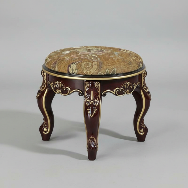 Retro Fabric Dressing Chair, Child Round Stool, Dressing Seat, Home Furniture, Living Room Dinning Chair, ABS Leg, Round Ottoman