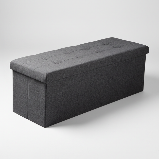 1PC Foldable Stool Home Ottoman Seat Bench Chest with Storage Space Organizer Box Living Room Furniture