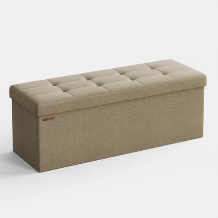 SONGMICS Storage Bench, Foldable Pouffe, 38 x 110 x 38 cm, End of Bed, Footrest, Storage Box, Load up to 300 kg, for Living Room