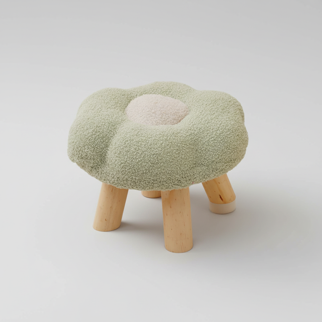 Wooden Small Foot Stool Non Slip Foot Rest Under Desk Footrest Ottoman Soft Stool for Playroom Apartment Porch Bedroom