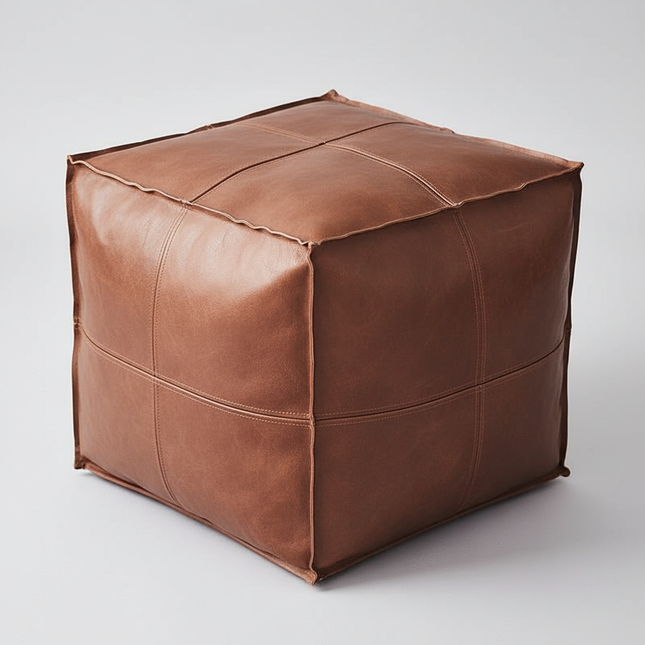 45cm Moroccan Artificial PU Leather Pouf Cover Craft Simple Sofa Ottoman Footstool Unstuffed Living Room Bedroom Cushion Covers