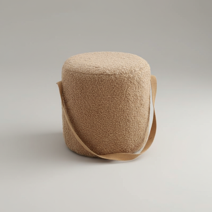 Lamb Velvet Round Stool for Living Room, Multi-Purpose Ottoman for Sofa & Coffee Table, Compact Home Decor Stool​