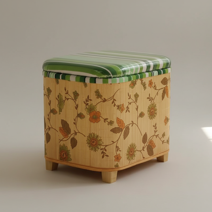 Japanese Solid Wood Small Square Stool with Storage Box Sundries Toys Organizer Household Hallway Shoes Change Footstool Ottoman