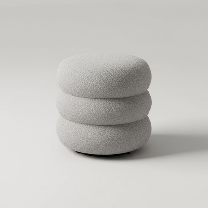 Creamy Household Stool Girls' Makeup Seat Bedroom Vanity Chair Soft Lamb Wool Pouf Minimalist Manicure Round Ottoman